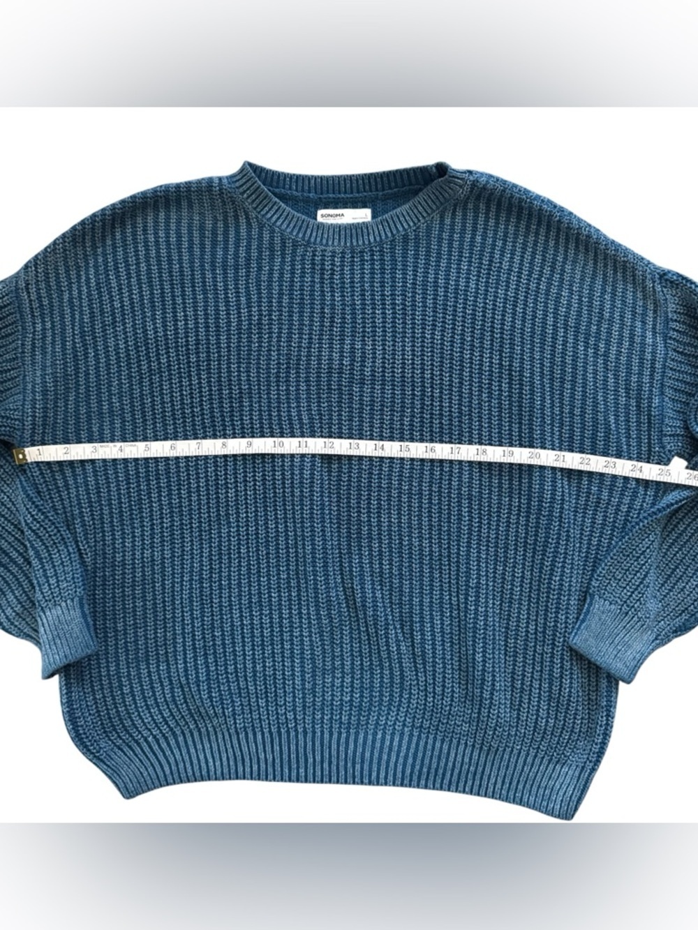 Sonoma Goods For Life Teal Chunky Knit Sweater Women’s Ribbed Crew Necke - Picture 6 of 8